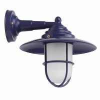 Au&szlig;enlampe Wand Messing Glas B: 26 cm IP43 Blau E27