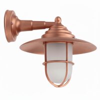Wandlampe au&szlig;en Glas Messing massiv E27 IP43 in Kupfer