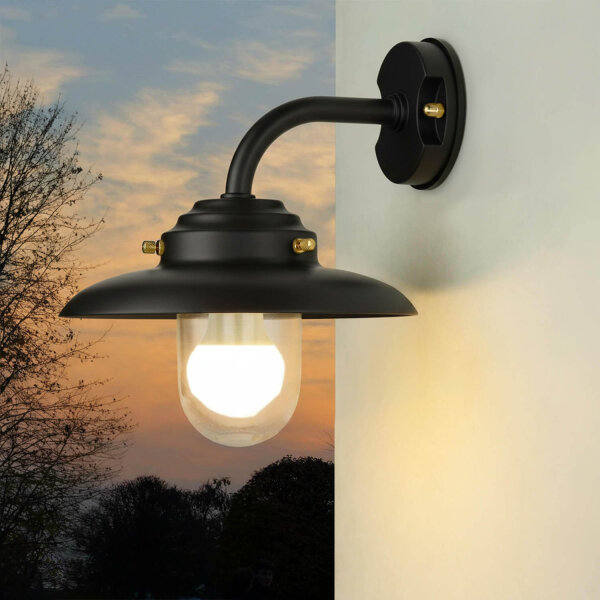 Außenwandleuchte Echt-Messing Glas E27 IP64 30 cm breit