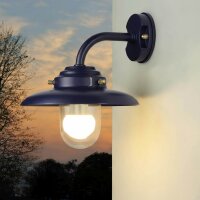 Au&szlig;enwandlampe Messing massiv Glas B: 30 cm IP64 Blau