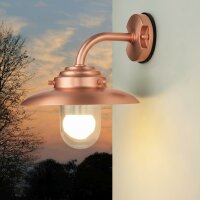 Wandleuchte au&szlig;en Echt-Messing Glas 30 cm breit IP64