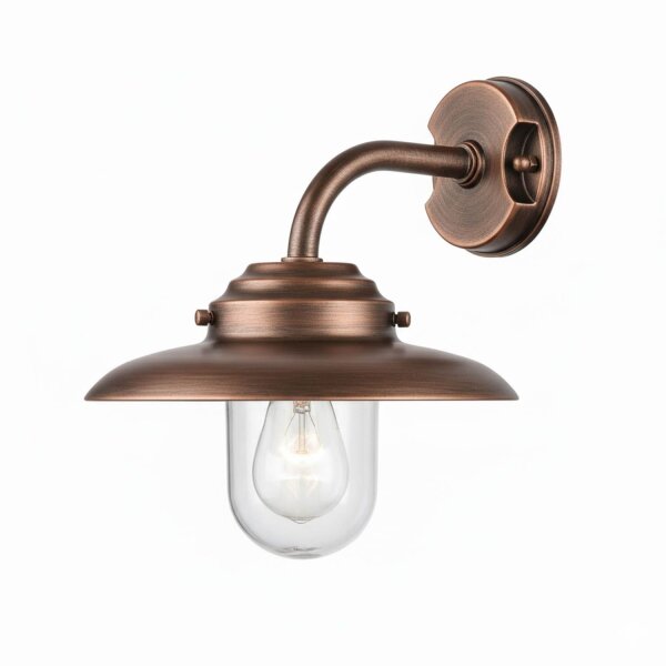 Außenwandlampe Echt-Messing Glas E27 IP64 30 cm breit
