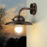 Außenwandlampe Echt-Messing Glas E27 IP64 30 cm breit