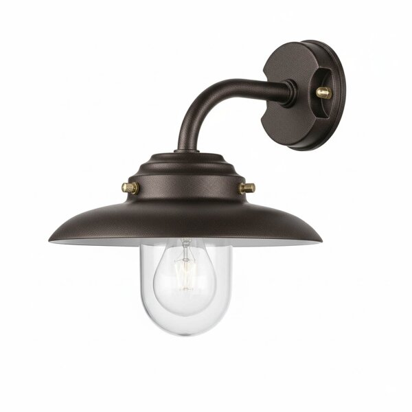 Außenlampe Wand Glas Messing massiv E27 IP64 B: 30 cm