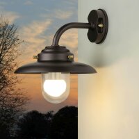 Außenlampe Wand Glas Messing massiv E27 IP64 B: 30 cm