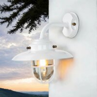 Wandlampe au&szlig;en Messing massiv Glas B: 30 cm IP64 Wei&szlig;
