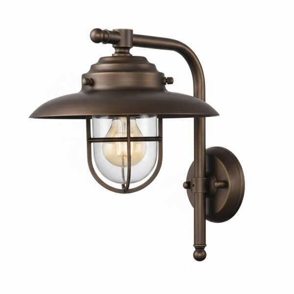 Außenlampe Wand Messing Glas 30 cm hoch IP43 E27 KAVALA