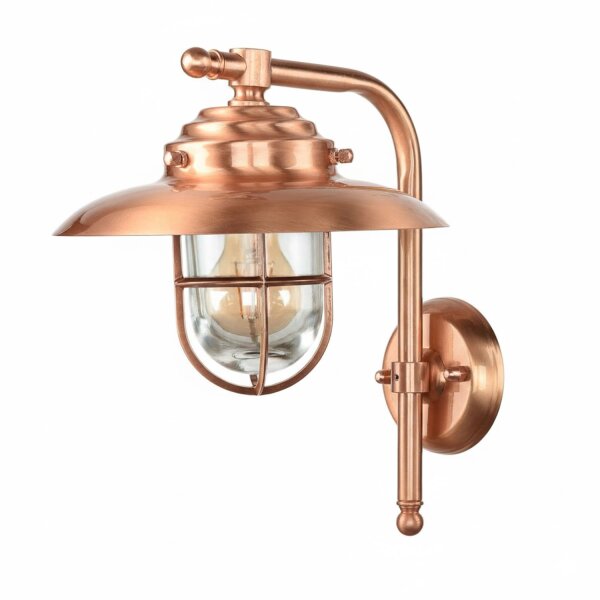Außenleuchte Wand Messing massiv Glas E27 IP43 H: 30 cm