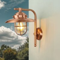 Au&szlig;enleuchte Wand Messing massiv Glas E27 IP43 H: 30 cm