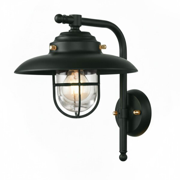 Außenleuchte Wand Messing Glas 30 cm hoch IP43 Grün E27