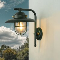 Au&szlig;enleuchte Wand Messing Glas 30 cm hoch IP43 Gr&uuml;n E27