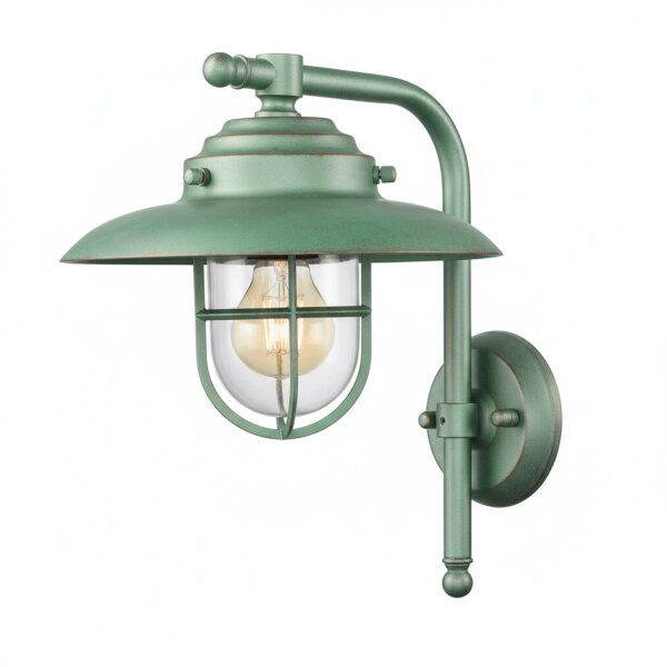 Wandleuchte außen Messing massiv Glas E27 IP43 H: 30 cm