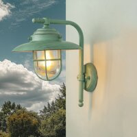 Wandleuchte außen Messing massiv Glas E27 IP43 H:...