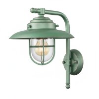Wandleuchte außen Messing massiv Glas E27 IP43 H:...