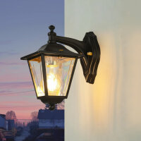 Wandlampe au&szlig;en Messing 23 cm hoch IP43 Schwarz E27