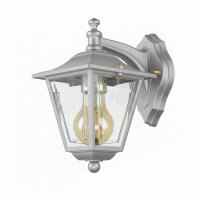 Außenlampe Wand Messing massiv E27 IP43 H: 23 cm Grau