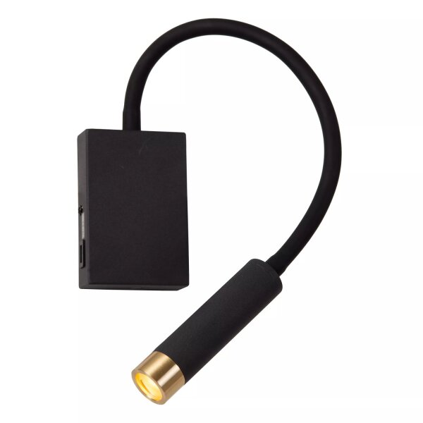 Wandlampe Metall Schwarz Gold Schalter USB verstellbar