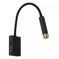 Wandlampe Metall Schwarz Gold Schalter USB verstellbar