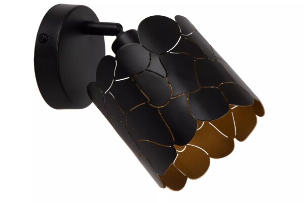Wandstrahler Metall Schwarz Gold E14 L:12 cm Modern