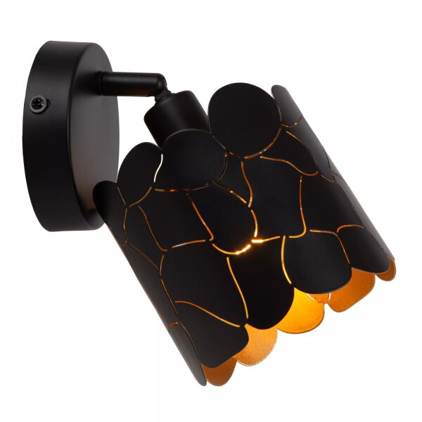Wandstrahler Metall Schwarz Gold E14 L:12 cm Modern