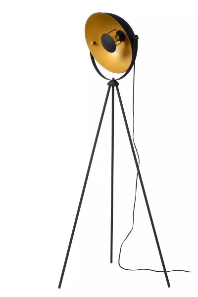 Tripod Stehlampe flexibel Schwarz Gold 148 cm klein E27
