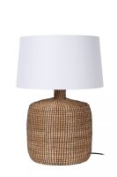 Tischlampe Seegras Stoff Natur Weiß 64 cm E27 blendarm