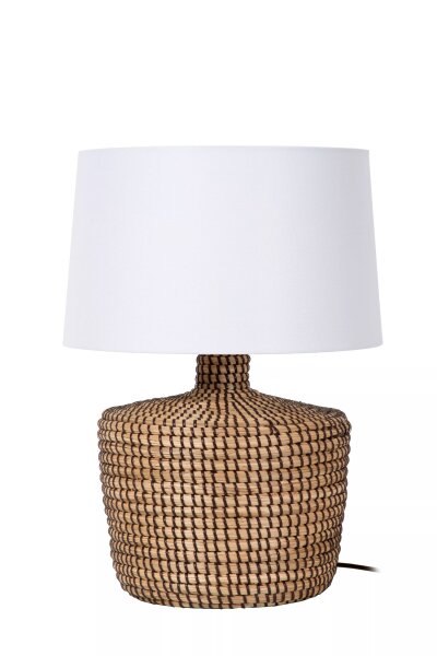 Tischlampe Seegras Stoffschirm Weiß 48 cm E27 blendarm
