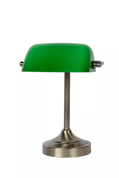Bankerlampe Glas Metall Grün Bronze E14 30 cm flexibel