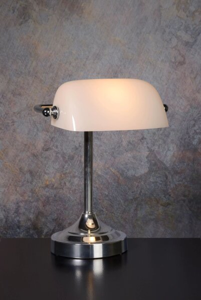 Bankerlampe Glas Metall Jugendstil E14 30 cm beweglich