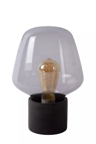 Tischlampe Rauchglas Metall Grau blendarm E27 29,5 cm