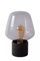 Tischlampe Rauchglas Metall Grau blendarm E27 29,5 cm