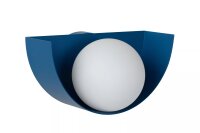 Wandlampe Glaskugel Metall Blau Wei&szlig; G9 blendarm
