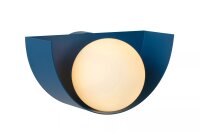 Wandlampe Glaskugel Metall Blau Weiß G9 blendarm