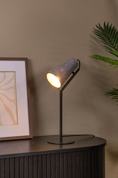 Tischlampe Filz Metall Modern Schwarz Grau E14 51,5 cm