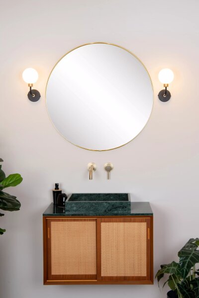 Wandleuchte Glas Schwarz Gold Weiß IP44 G9 blendarm