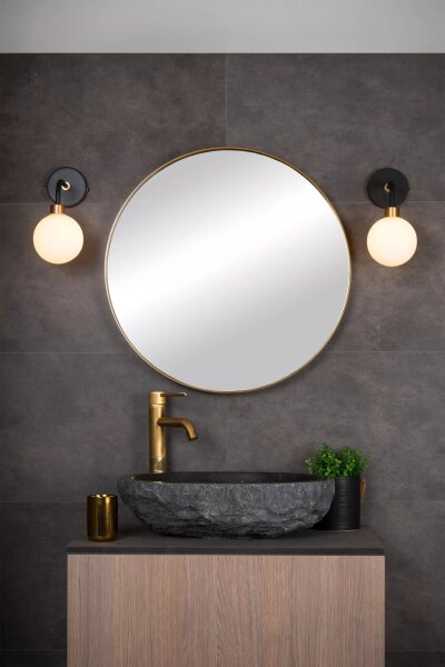 Wandleuchte Glas Schwarz Gold Weiß IP44 G9 blendarm