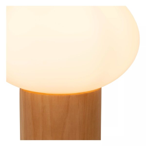 Tischlampe Holz Glas 38 cm klein E14 bis 40 W natürlich
