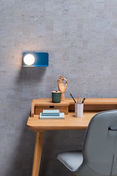 Wandlampe Glasschirm blendarm Blau Weiß G9 H:12 cm