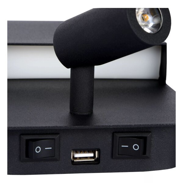 LED Wandleuchte Schwarz Spot 5 W 3000 K USB Schalter