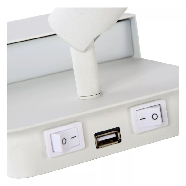 LED Wandleuchte Weiß Spot 5 W 3000 K Schalter USB