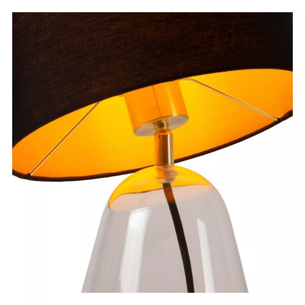 Tischlampe Glas Stoff Schwarz 36,5 cm E27 flexibel