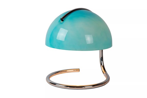Tischleuchte Metall Glas Chrom Blau 25 cm E27 blendarm