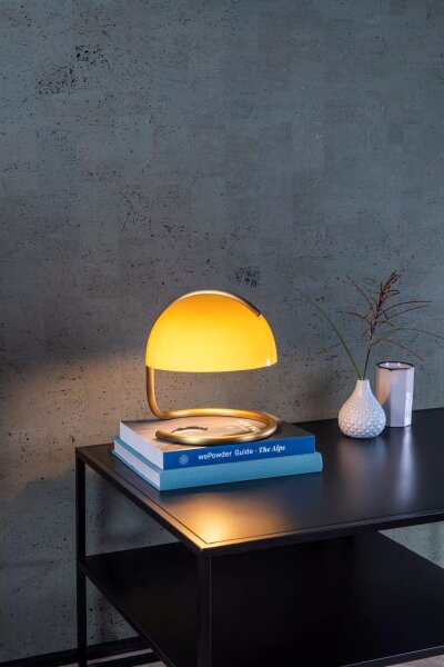 Tischleuchte Metall Glas Gold Orange 25 cm E27 blendarm