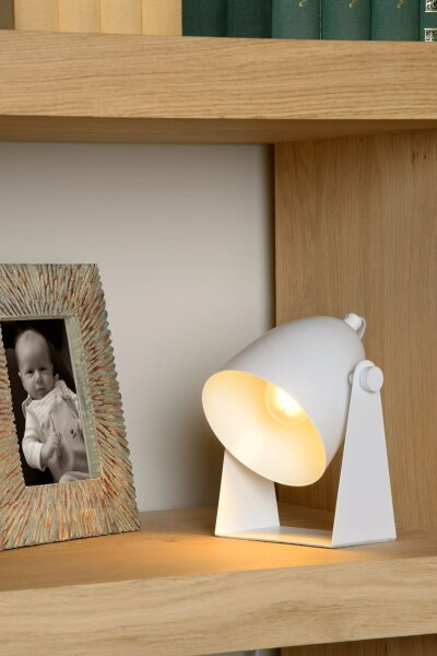 Tischlampe Weiß Metall 20,5 cm klein E14 zielgerichtet