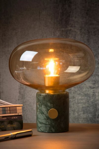 Tischleuchte Marmor Glas Grün Bernstein 24 cm Schalter