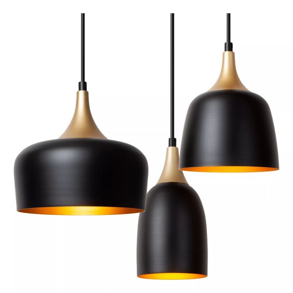 Hängelampe Aluminium Schwarz Gold L:125 cm E14 8-flmg