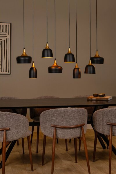 Hängelampe Aluminium Schwarz Gold L:125 cm E14 8-flmg