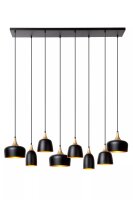 Hängelampe Aluminium Schwarz Gold L:125 cm E14 8-flmg