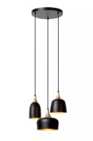 Hängelampe Aluminium Schwarz Gold B:30 cm E14 3-flmg