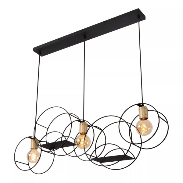 Pendelleuchte Metall Schwarz 104 cm lang E27 3-flammig